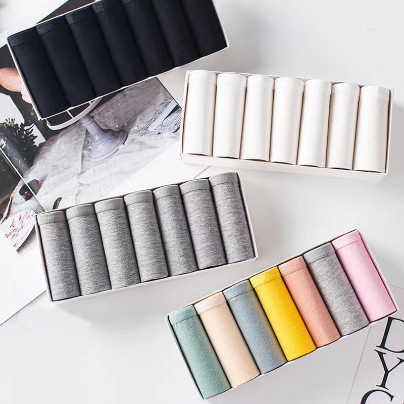 7PCS Cotton Panties Plus Size Women Antibacterial Mid Waist Breathable Underwear