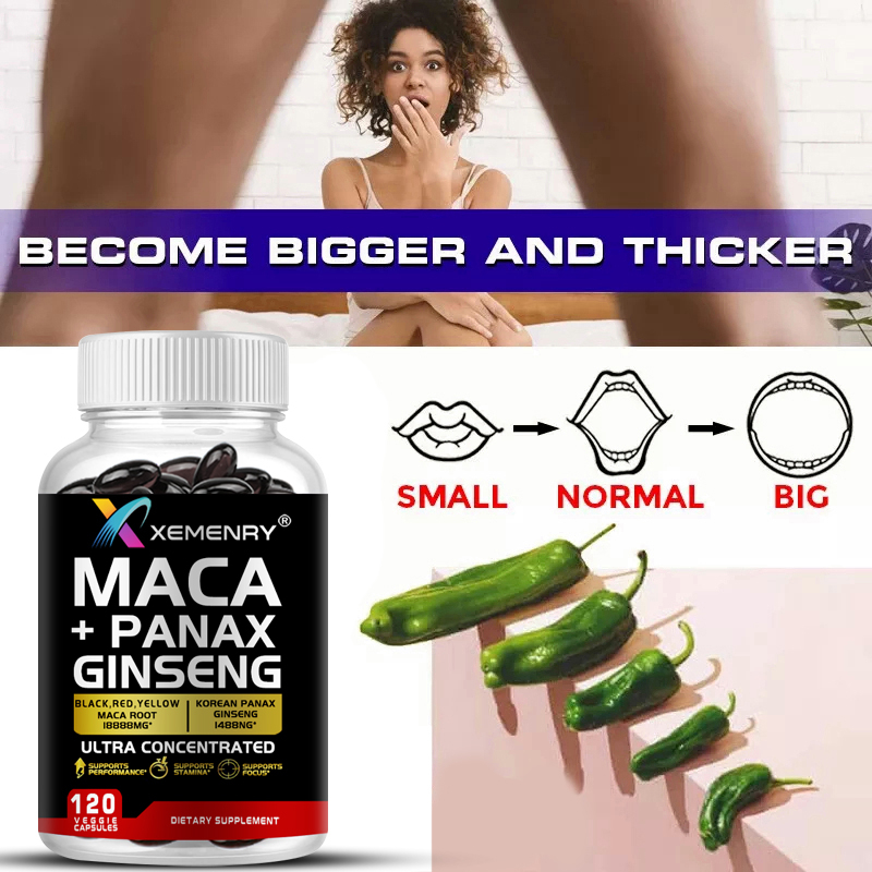 XEMENRY Maca Root Capsules 10,000mg + Korean Ginseng 1,400mg