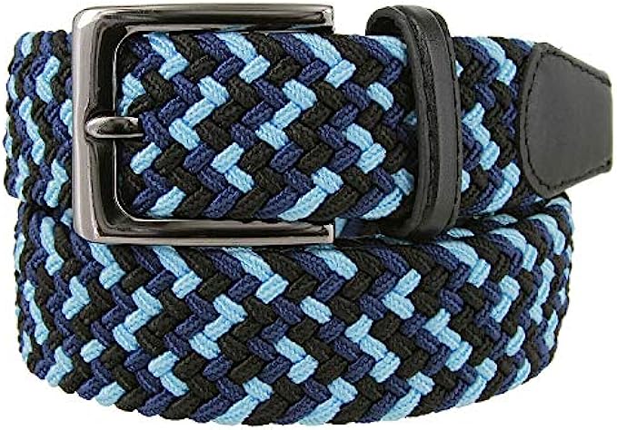 Men's Stretch Belt Braided Elastic Stretch Belt Casual Weave Canvas Fabric Woven Belt 1-3/8" Wide