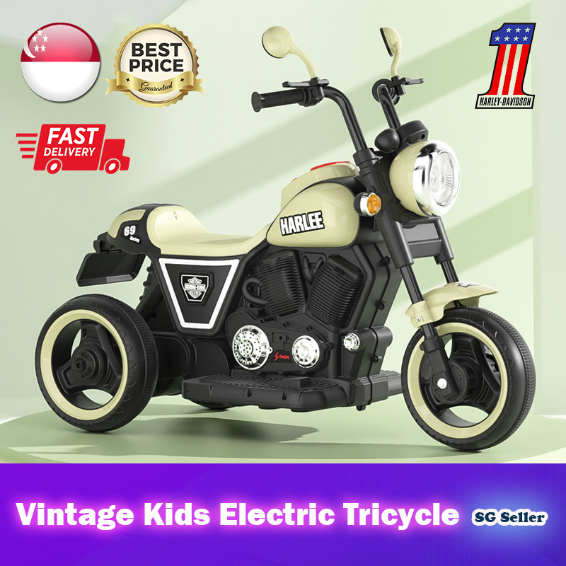 【SG Ready Stock】Vintage Mini Harley Kid's Electric Tricycle★8 Colours Availble!▶FREE INSTALLATION◀Children Ride-on Toy