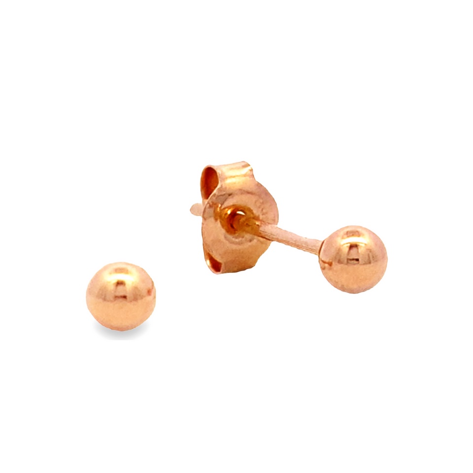 Top Cash Jewellery 18K Rose Gold Ball Stud Earrings