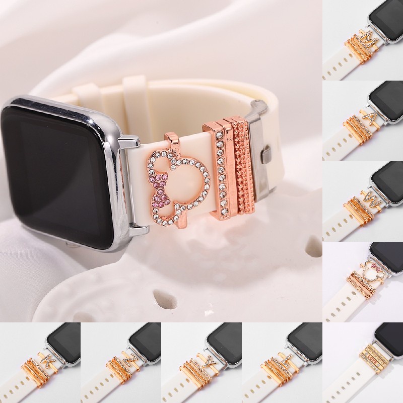 Watchband Set Letter Heart Pendant Silicone Band Decorative Jewelry Iwatch