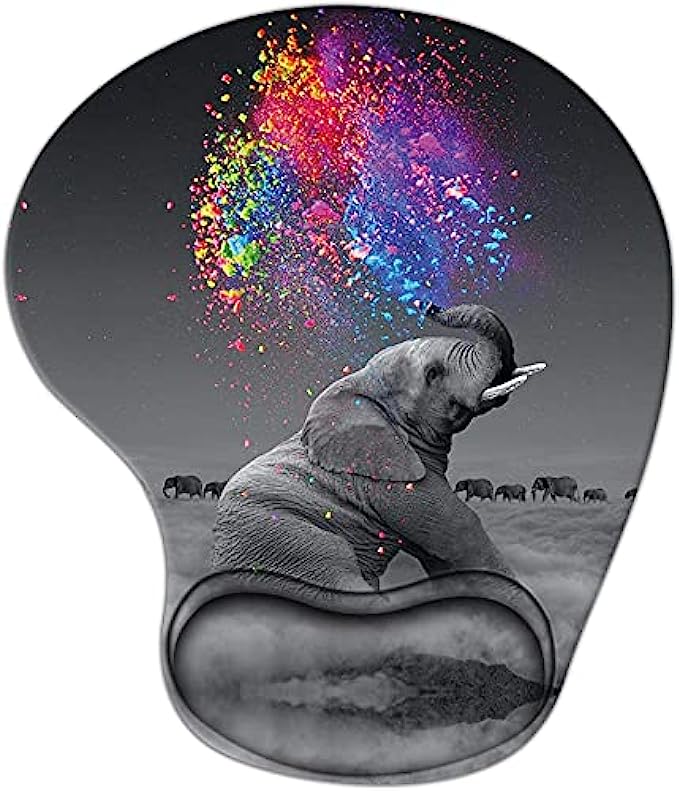 Mouse Pad with Wrist Support, Ergonomic Mousepad Cute Non-Slip Base for Office Desk Supplies Décor Accessories, Large Elephant Mouse Pads for Women Girls